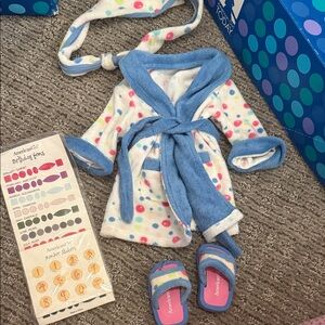 American Girl Blue and Pink Polka Dot Robe Set